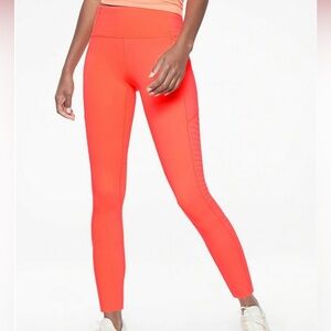 Athleta 7/8 Neon Coral Lazer Cut Contender Leggings